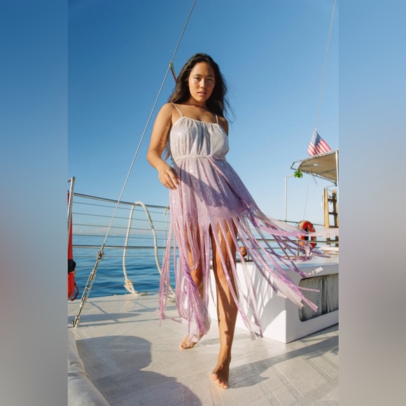 NWT - Sundress X Anthropologie Nicole Purple Ombré Sequin Fringe Dress - Picture 1 of 10